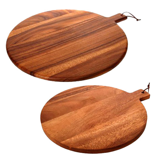 ZU1005-ZU1006 Zuhause Artisan Premium Acacia Wood Round SERVING/CHOPPING BOARD
