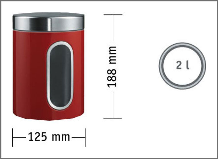 Wesco Canister with Window 2L Dimensions